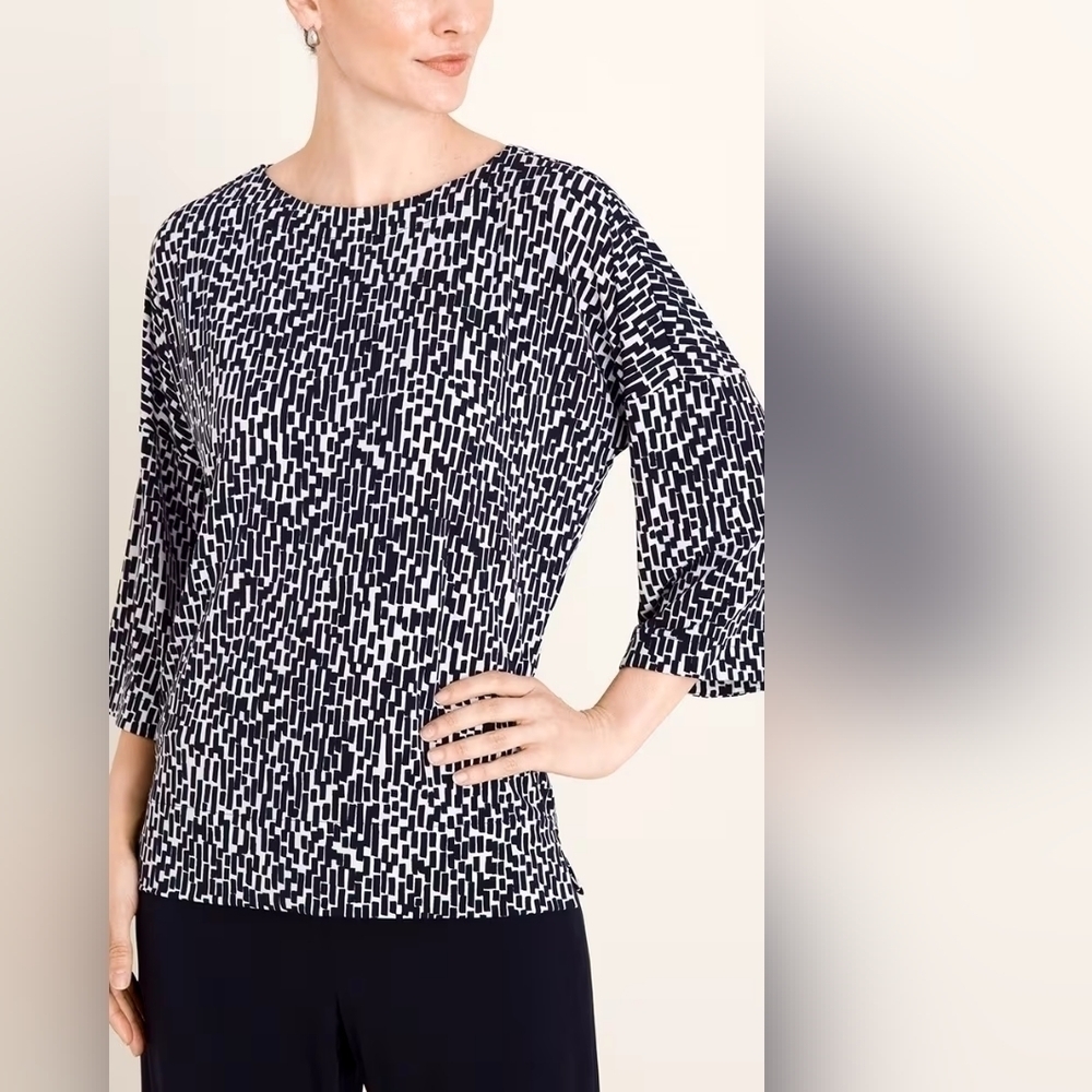 Chicos Geometric Brick-Print Pullover Top
